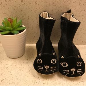 Black Velvet Kitten Boots